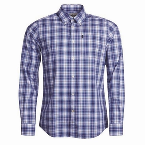 Instant Hot Deal Barbour Highland 3 Tailored Fit Mens Shirt - Mid Blue