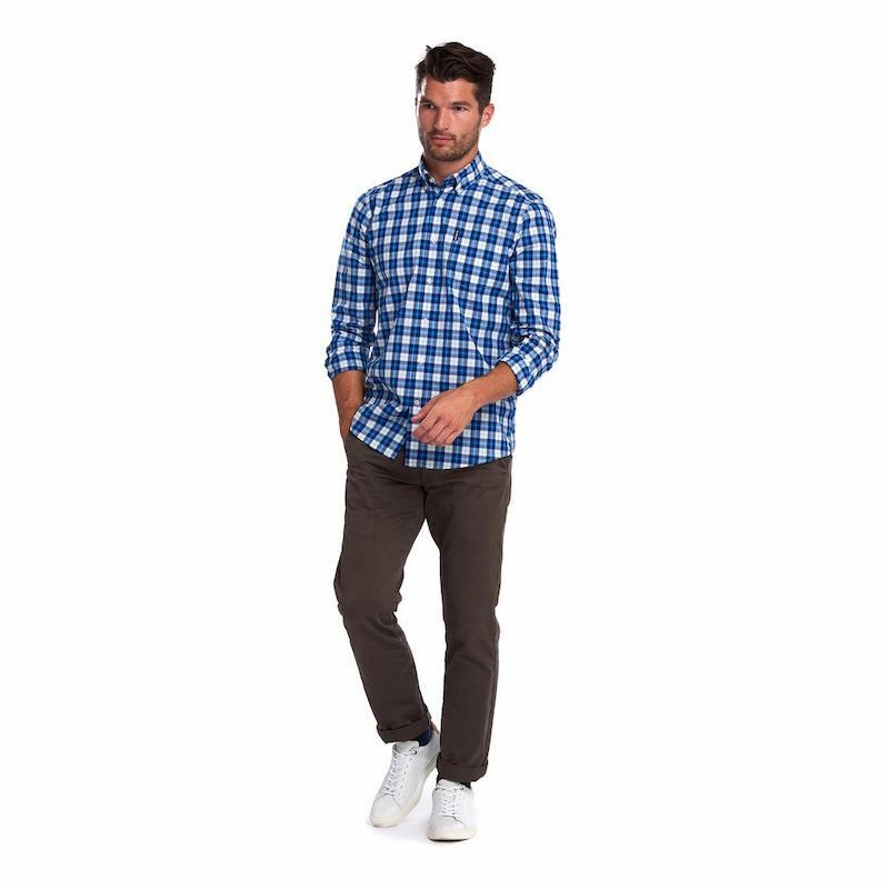 Barbour Highland Check 28 Tailored Fit Mens Shirt - Blue Best Deal Today Save Big Online