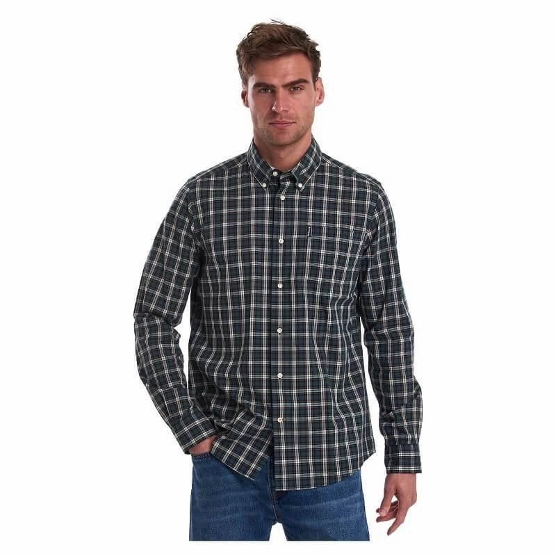 Big Price Drop Barbour Highland Check 8 Mens Tailored Shirt - Green