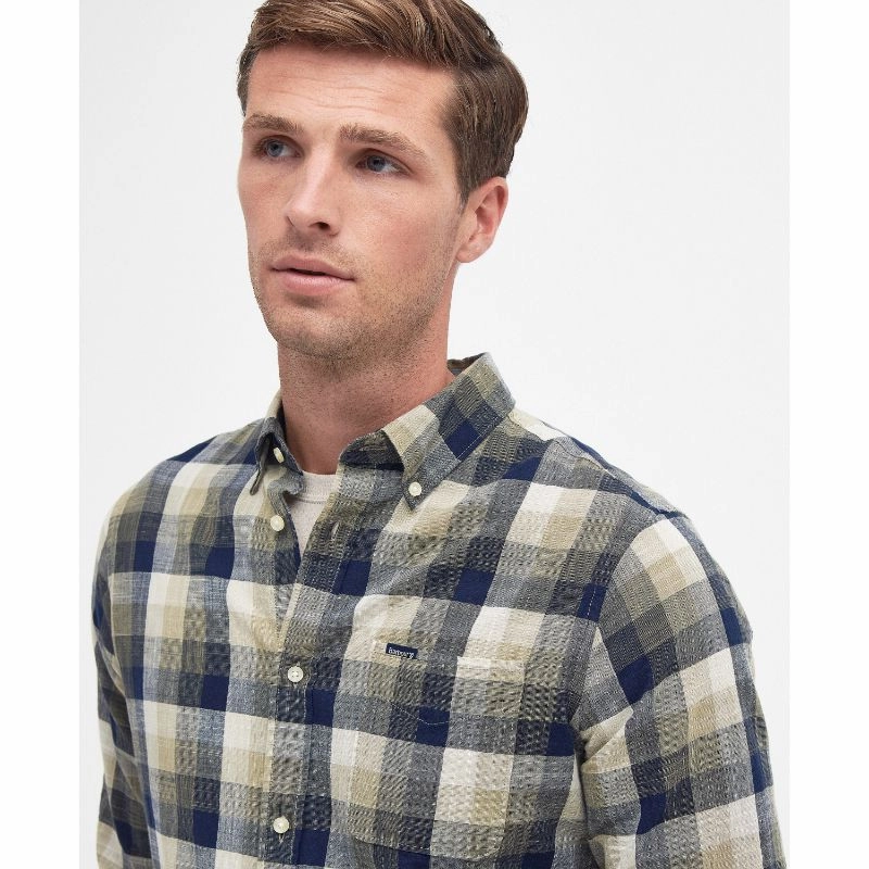 Shop the Savings Now Today Only Discount Barbour Hillroad Tailored Mens Shirt - Olive