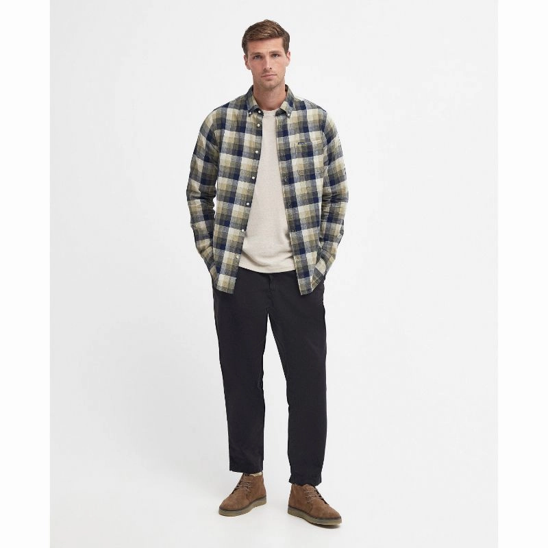 Barbour Hillroad Tailored Mens Shirt - Olive Online Exclusive Offer