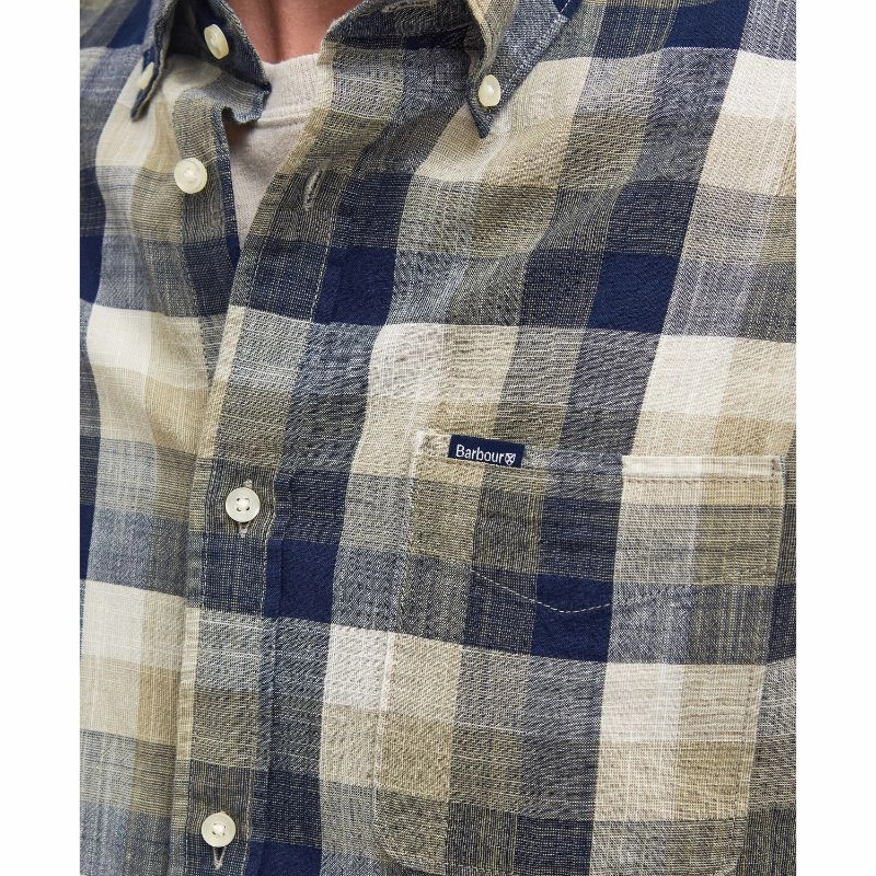 Barbour Hillroad Tailored Mens Shirt - Olive Trendy Picks Today Price Drop Alert