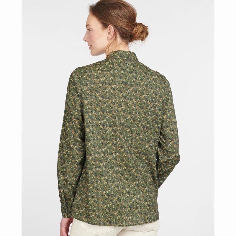 Barbour Hindscarth Ladies Shirt - Sage Print Exclusive Online Discount Clearance Event