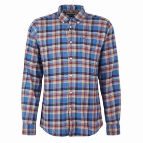 Price Slash Today Barbour Holystone Tailored Shirt Blue Marl