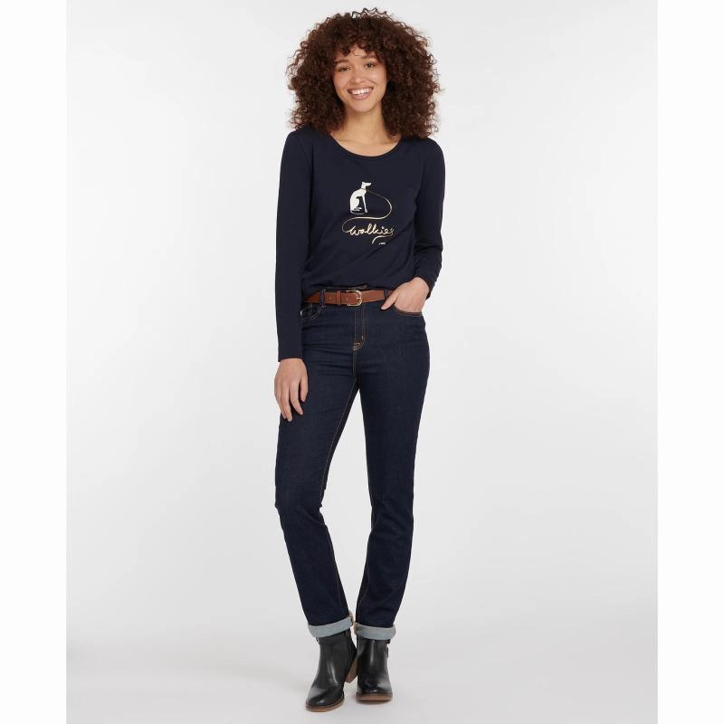 Barbour Homeswood Ladies Long Sleeve Tee - Navy Shop the Best Deals