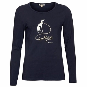 Barbour Homeswood Ladies Long Sleeve Tee - Navy Clearance Steal Today Todays Mega Savings