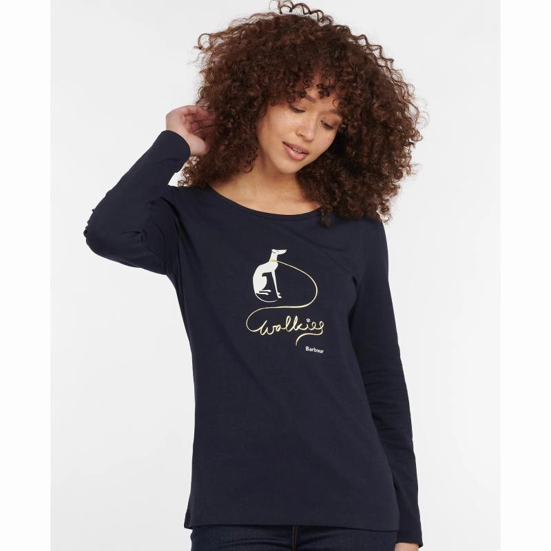 Flash Sale Alert Gift Ideas Galore Barbour Homeswood Ladies Long Sleeve Tee - Navy