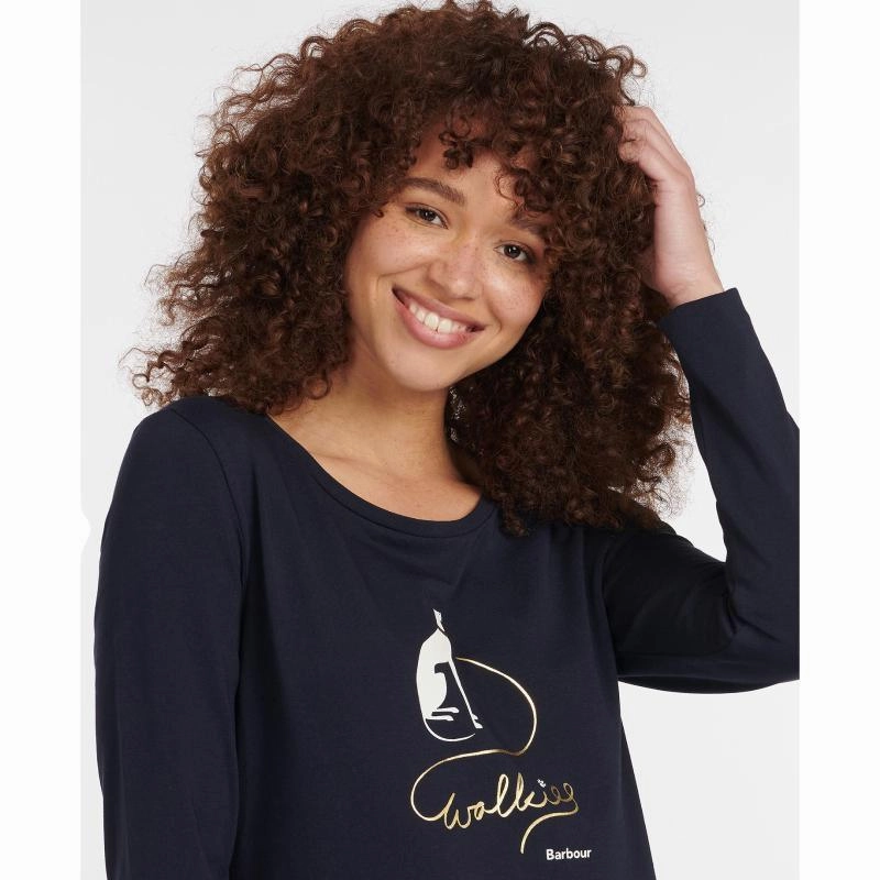 Barbour Homeswood Ladies Long Sleeve Tee - Navy Grab Your Savings