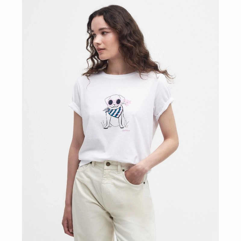 Barbour Honeywell Ladies T-Shirt - White New Arrival Discount