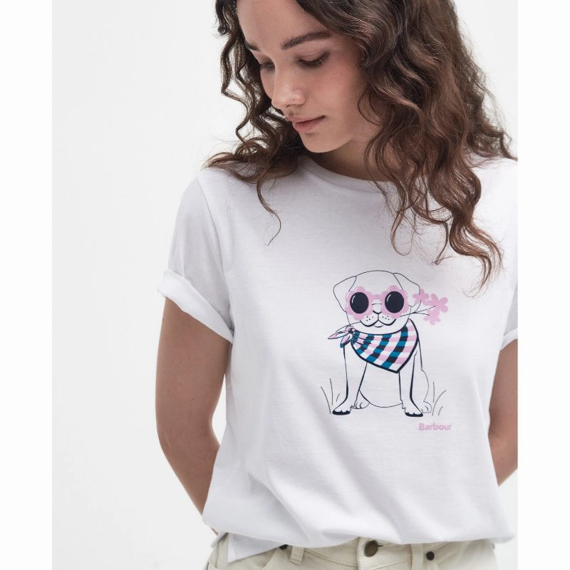 Barbour Honeywell Ladies T-Shirt - White Hot Clearance Now