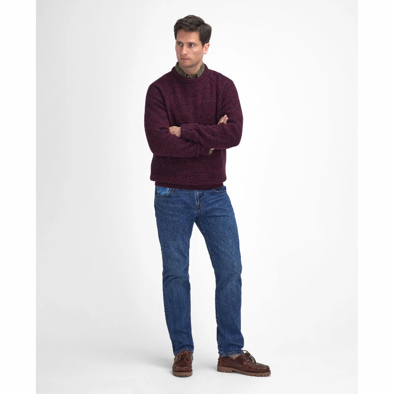 Limited Time Sale Barbour Horseford Lambswool Crew Neck Mens Jumper - Port