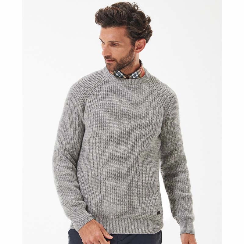 Weekend Sale Special Flash Deal Today Barbour Horseford Lambswool Crew Neck Mens Jumper - Stone