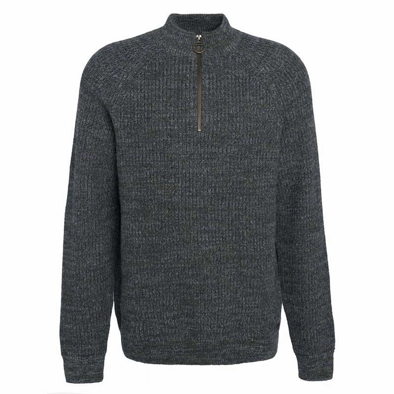 Price Drop Frenzy Barbour Horseford Lambswool Half Zip Mens Jumper - Olive