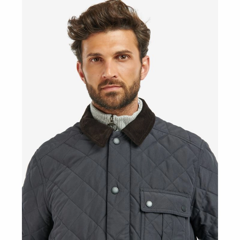 Grab It Before Gone Barbour Horsley Mens Quilt Jacket - Navy/River Birch Tartan