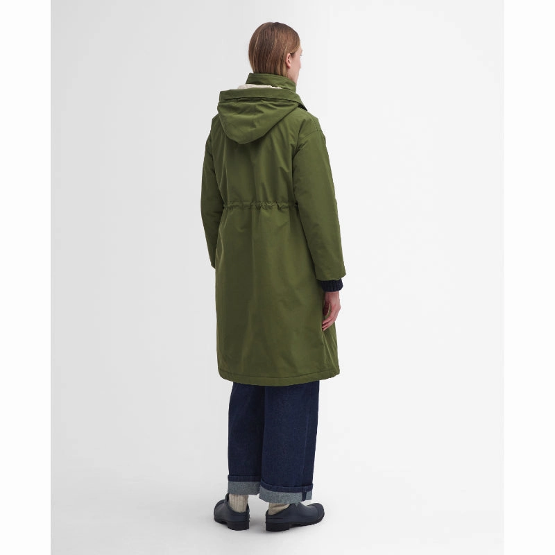 Barbour Iris Waterproof Ladies Jacket - Dark Moss/Light Sand/Pastel Pink Save More Online