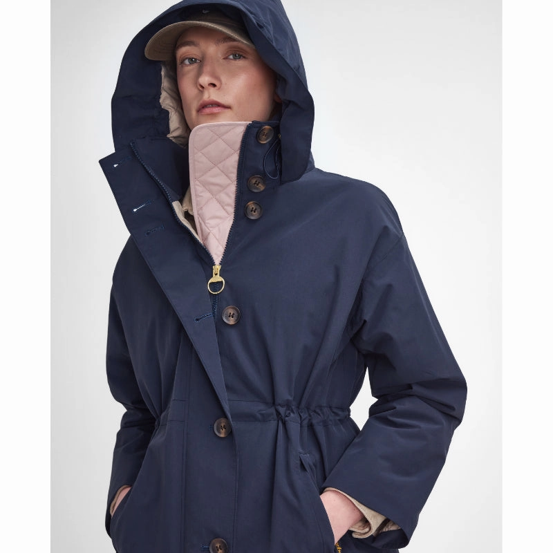 Barbour Iris Waterproof Ladies Jacket - Dark Navy/Light Sand/Military Brown Steal Todays Offer