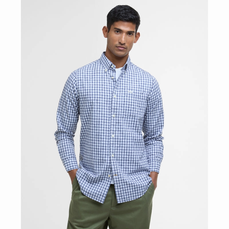 Shop Grab Savings Barbour Kanehill Mens Tailored Fit Shirt - Navy