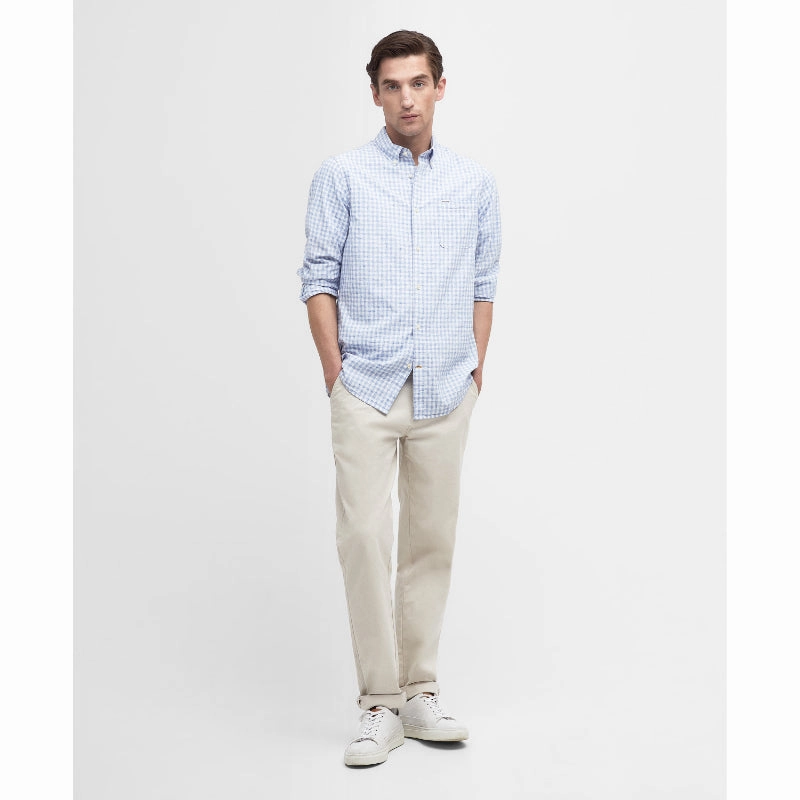 Barbour Kanehill Mens Tailored Fit Shirt - Sky Todays Special Savings