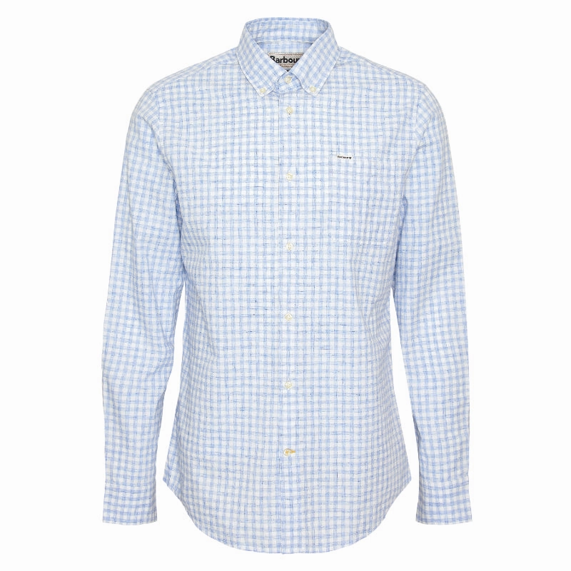 Barbour Kanehill Mens Tailored Fit Shirt - Sky Unmissable Deal Today