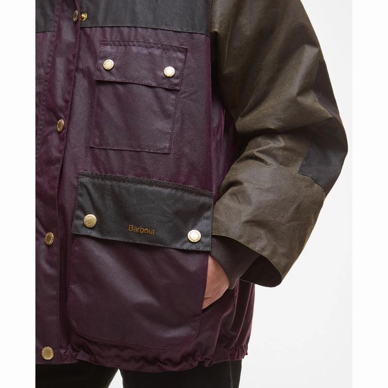 Barbour Keeley Ladies Wax Jacket - Merlot/Rustic/Beech/Muted Tartan Daily Clearance Deal