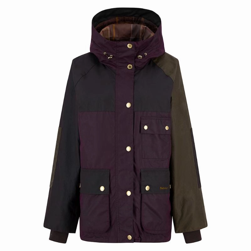 Barbour Keeley Ladies Wax Jacket - Merlot/Rustic/Beech/Muted Tartan Price Drop Alert