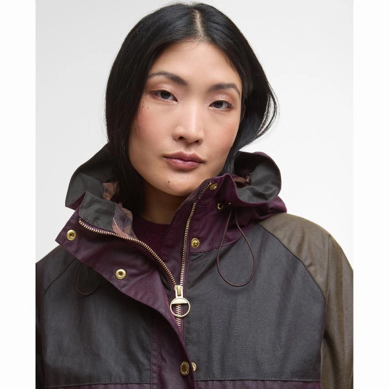 Dont Miss This Steal Barbour Keeley Ladies Wax Jacket - Merlot/Rustic/Beech/Muted Tartan
