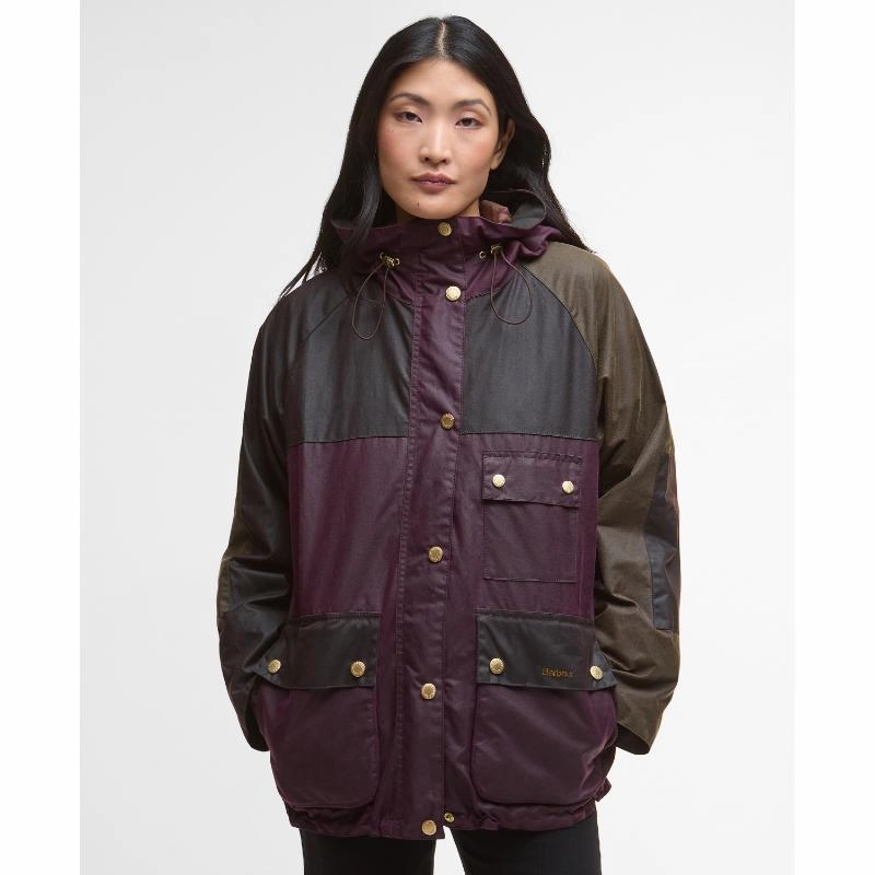 Shop Now Save Shop Todays Picks Barbour Keeley Ladies Wax Jacket - Merlot/Rustic/Beech/Muted Tartan