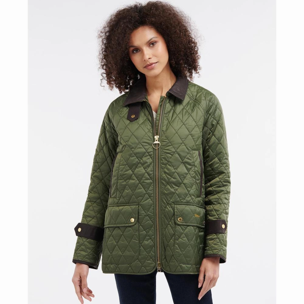 Barbour Kelham Ladies Quilted Jacket - Olive/Classic Mega Sale Now Clearance Alert Now