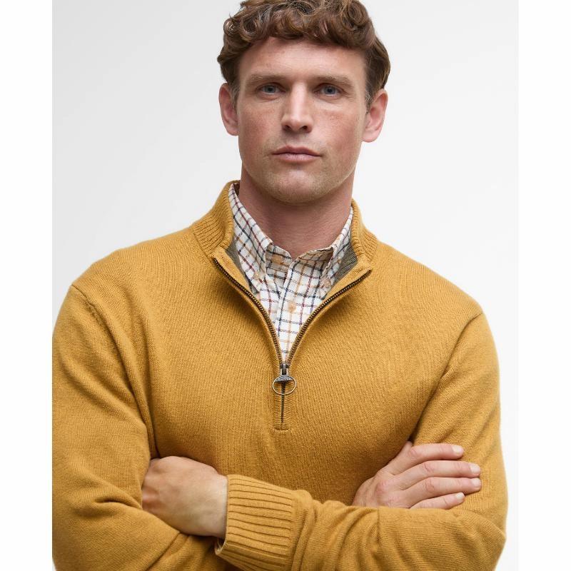 Barbour Kelson Knitted Mens 1/4 Zip Jumper - Copper Flash Discount Today