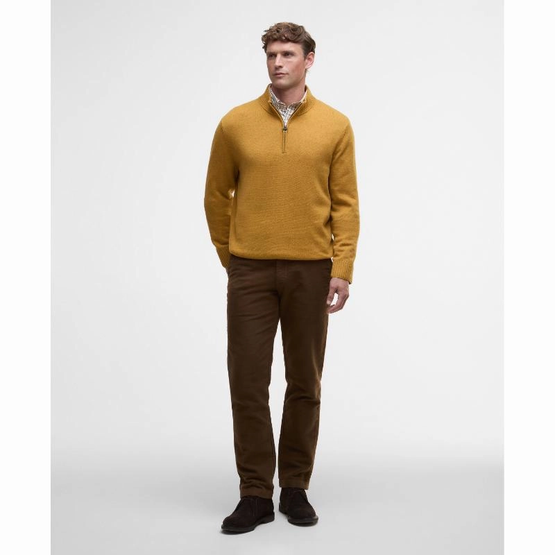 Barbour Kelson Knitted Mens 1/4 Zip Jumper - Copper Big Hot Sale