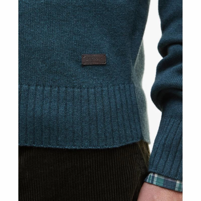 Barbour Kelson Knitted Mens 1/4 Zip Jumper - Mallard Green Shop Grab Offer Limited Stock Deals