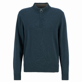 Gift Ideas Galore Dont Miss This Steal Barbour Kelson Knitted Mens 1/4 Zip Jumper - Mallard Green