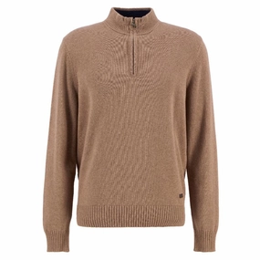 New Arrival Discount Barbour Kelson Knitted Mens 1/4 Zip Jumper - Stone