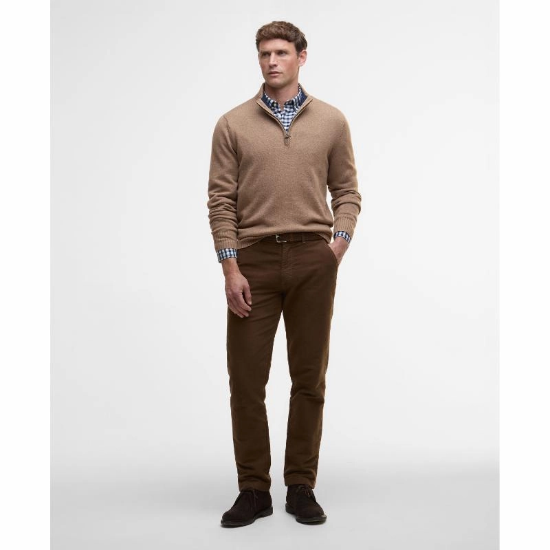 Barbour Kelson Knitted Mens 1/4 Zip Jumper - Stone Save Big Online