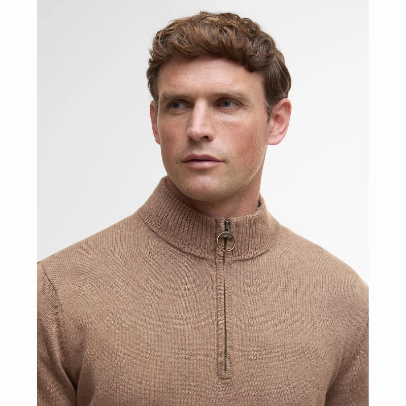 Limited Stock Offer Barbour Kelson Knitted Mens 1/4 Zip Jumper - Stone
