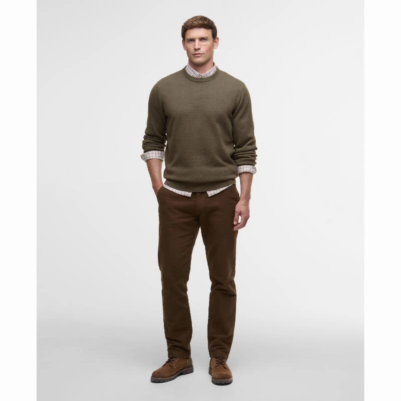 Best Deal Today Todays Mega Savings Barbour Kelson Mens Crew Neck Jumper - Olive