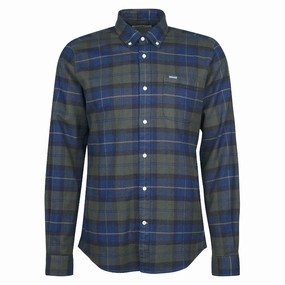 Barbour Kyeloch Mens Tailored Shirt - Olive Night Trending Offer Today Limited Time Discount