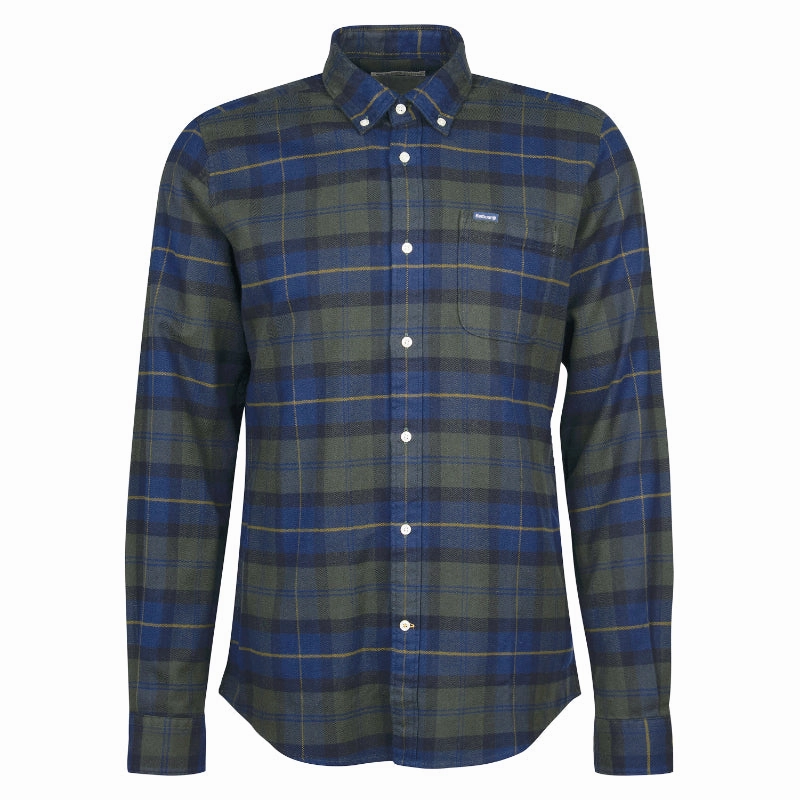 Barbour Kyeloch Mens Tailored Shirt - Olive Night Trending Offer Today Limited Time Discount