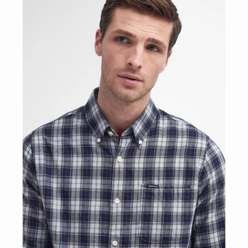 Trending Savings Now Save More Online Barbour Lanark Tartan Tailored Mens Shirt -  Blue Granite