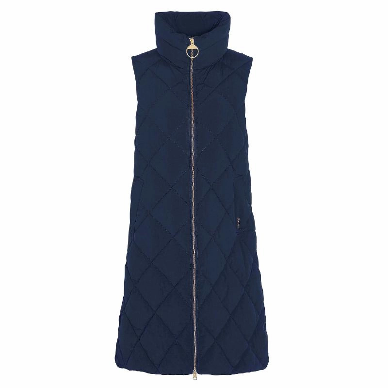 Big Savings Alert Barbour Leverton Ladies Puffer Gilet - Navy/Classic