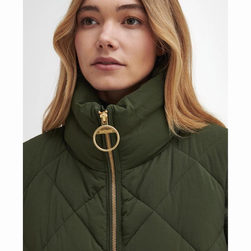 Deal Frenzy Today Trending Hot Picks Barbour Leverton Ladies Puffer Gilet - Olive/Ancient