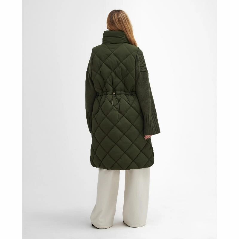 Clearance Steal Today Shop Hot Picks Barbour Leverton Ladies Puffer Gilet - Olive/Ancient