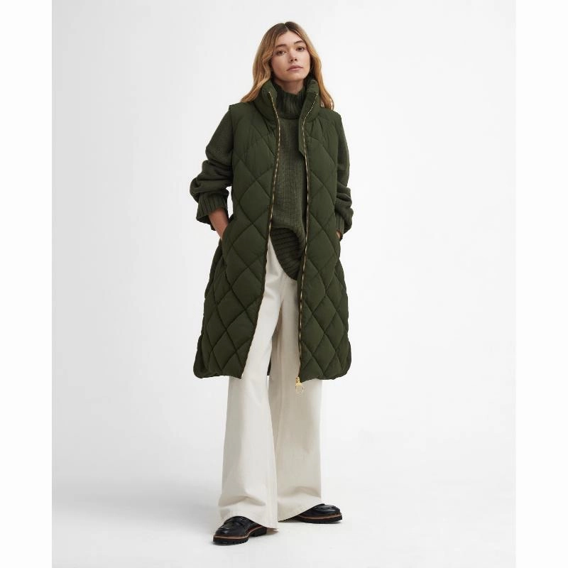 Daily Special Offer Flash Sale Alert Barbour Leverton Ladies Puffer Gilet - Olive/Ancient
