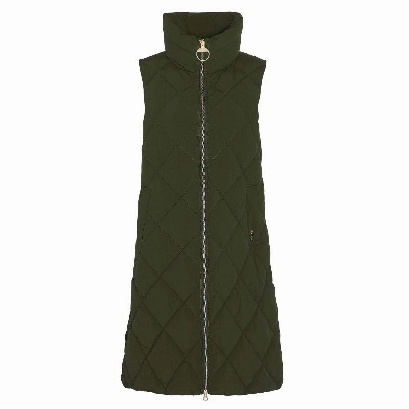 Barbour Leverton Ladies Puffer Gilet - Olive/Ancient Limited Offer Alert