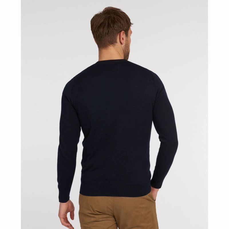 Special Online Offer New Arrival Discount Barbour Light Cotton Crew Neck Mens Jumper - Navy