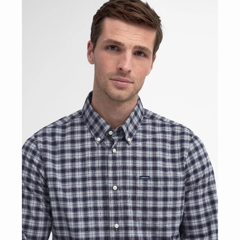 Clearance Sale Barbour Lomond Tailored Mens Shirt - Blue Granite