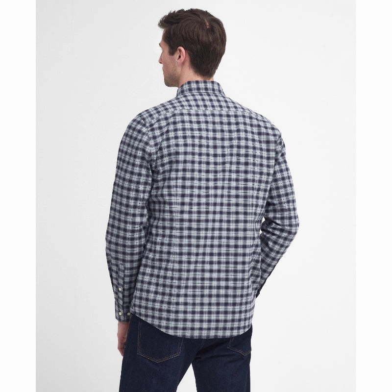 Clearance Savings Now Weekend Flash Offer Barbour Lomond Tailored Mens Shirt - Blue Granite