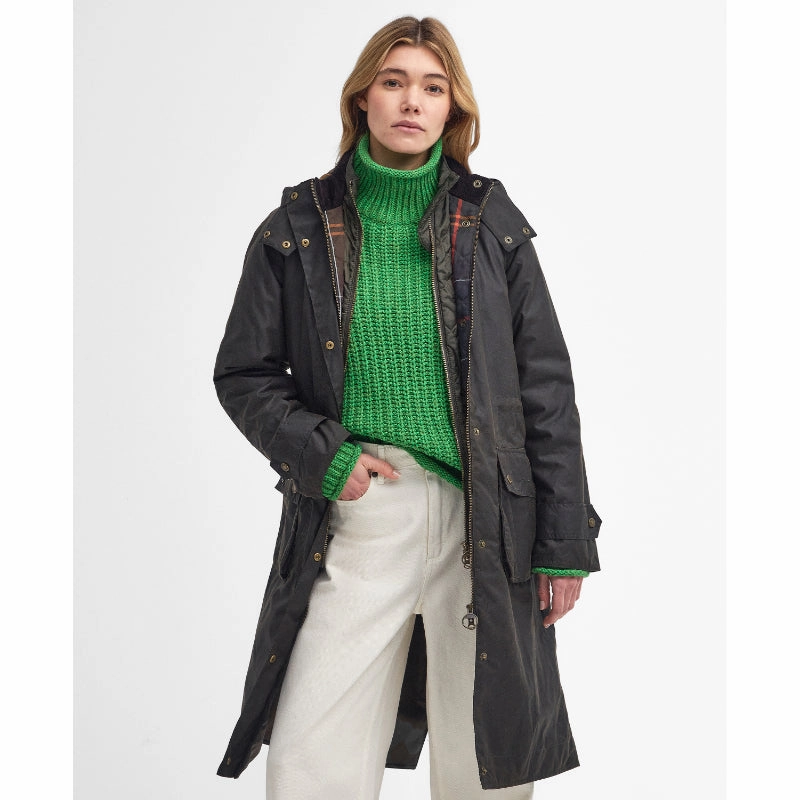Dont Miss These Savings Barbour Long Cannich Ladies Wax Coat - Olive/Classic
