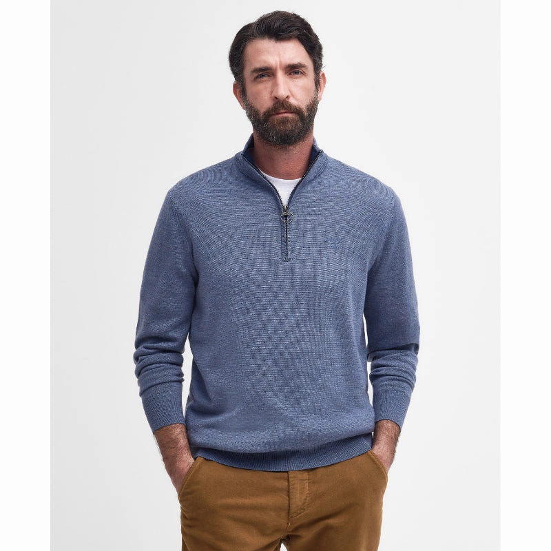 Barbour Loyton Merino Mens 1/4 Zip Jumper - Denim Blue Hot Deal Alert