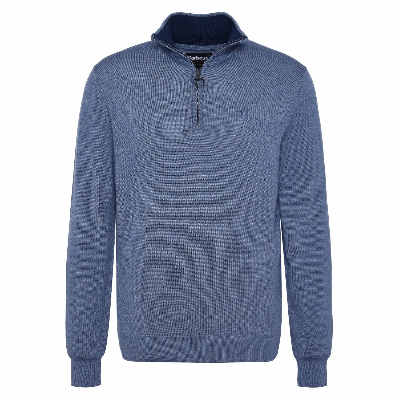 Save Today Only Mega Sale Now Barbour Loyton Merino Mens 1/4 Zip Jumper - Denim Blue